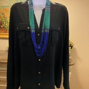 SUSAN GRAVER BEADED MULTI COLOR BIB NECKLACE INDIAN STYLE